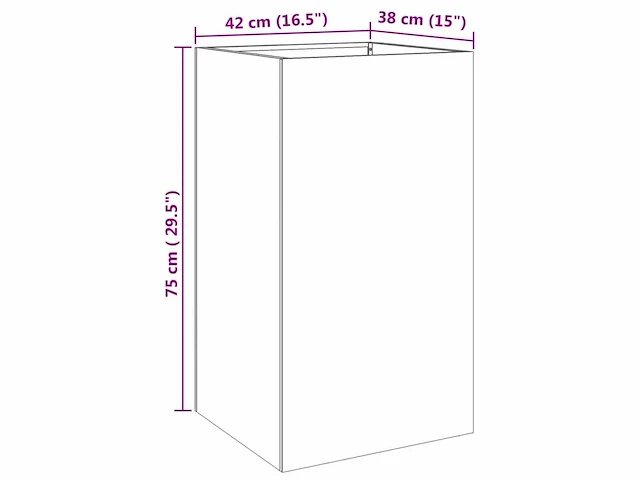 Zilveren plantenbak 42x38x75 cm rvs (x2) - afbeelding 11 van  14