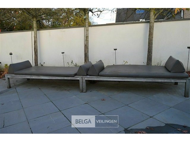 Zit-/ligbank voor de tuin met kussens 2x250 cm - afbeelding 1 van  3