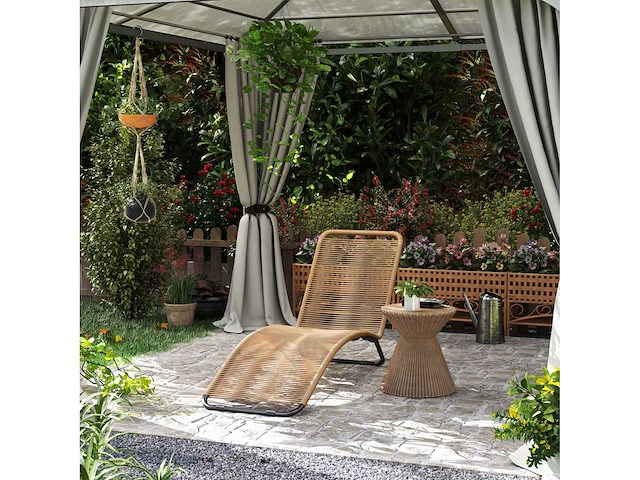 Zonnebadende, geweven hars ligstoel - afbeelding 2 van  6