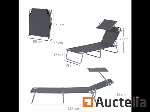 Zonnebank opvouwbaar stoel lange opvouwbare zonnebank - afbeelding 6 van  6