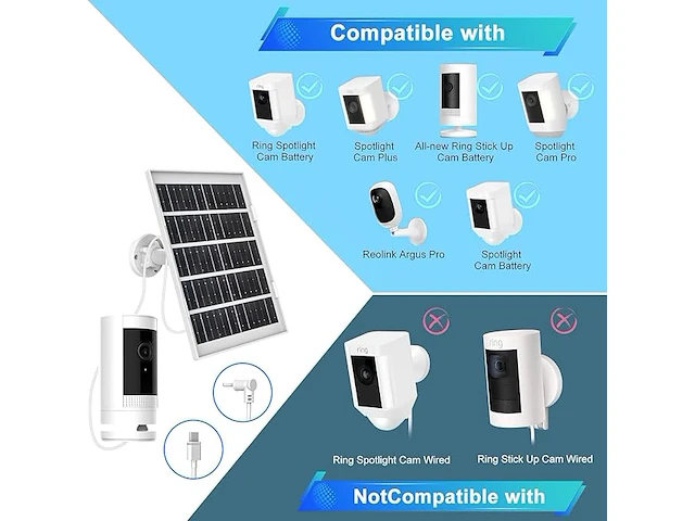 Zonnepaneelkit voor ringcamera's - afbeelding 2 van  6