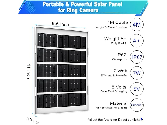 Zonnepaneelkit voor ringcamera's - afbeelding 5 van  6