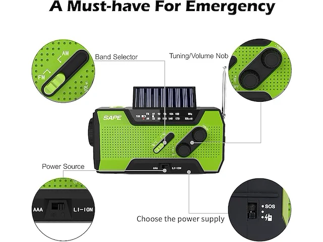 Zonneradio, zwengelradio am/fm - afbeelding 3 van  3