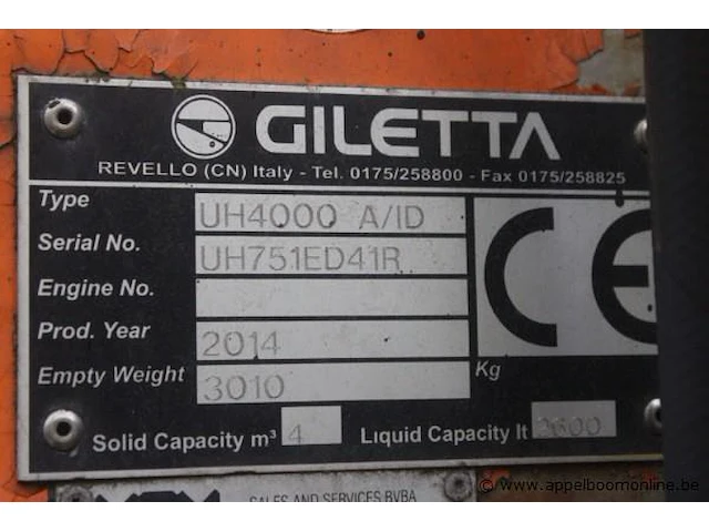 Zoutstrooier giletta uh4000 a/d, snr uh751ed41r, bj 2014, geen bediening, beschadigd - afbeelding 7 van  8