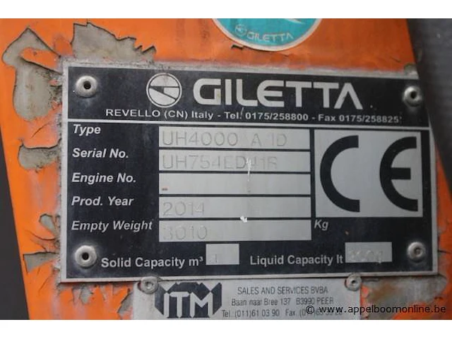 Zoutstrooier giletta uh4000 a/d, snr uh751ed41r, bj 2014, vv bediening - afbeelding 5 van  8