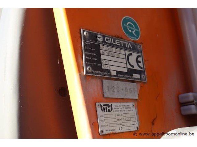 Zoutstrooiunit gilleta uk3000 a/w, sernienummer uk795mj11r, bj 2011, cap 4m3/2270lt - afbeelding 3 van  6