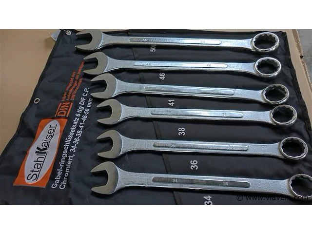 Zware 6 dlg steek ringsleutelset, 34-50mm - afbeelding 1 van  5