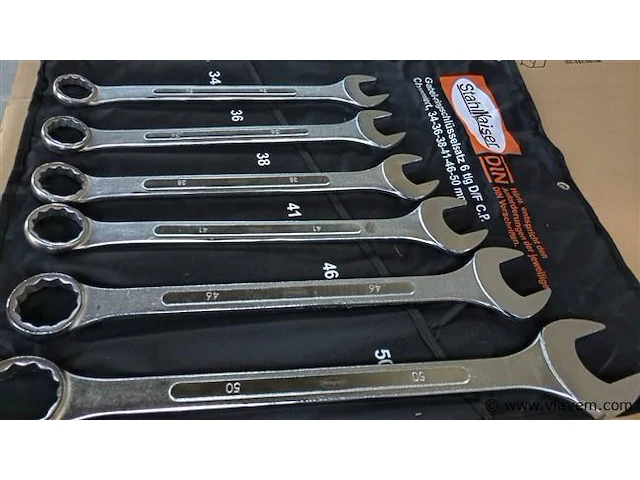Zware 6 dlg steek ringsleutelset, 34-50mm - afbeelding 2 van  5