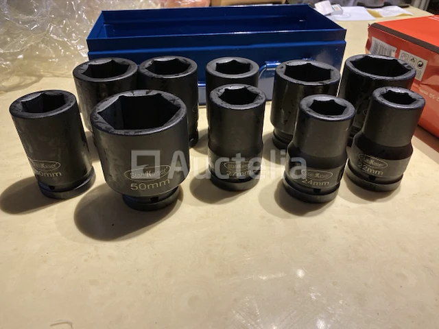 Zware slagdoppen set 10 delig stahlkaiser 22-50mm in metalen koffer - afbeelding 4 van  5