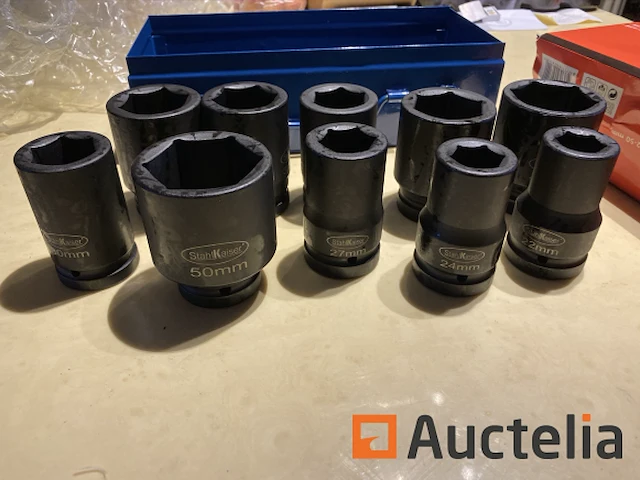 Zware slagdoppen set 10 delig stahlkaiser 22-50mm in metalen koffer - afbeelding 2 van  5