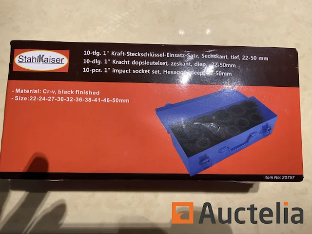 Zware slagdoppen set 10 delig stahlkaiser 22-50mm in metalen koffer - afbeelding 3 van  5