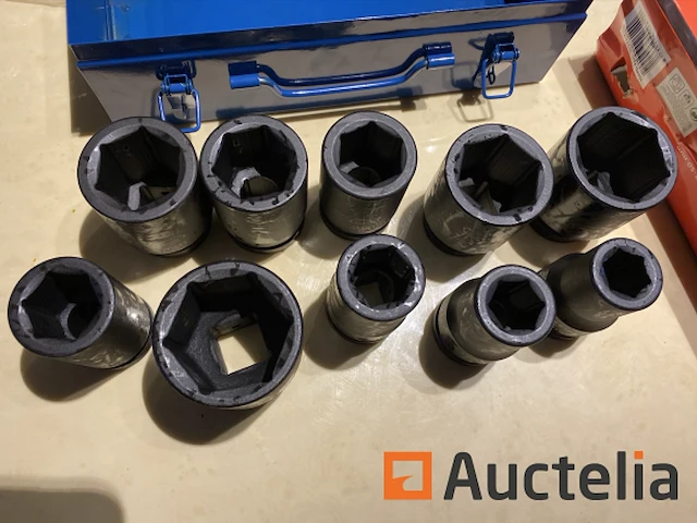 Zware slagdoppen set 10 delig stahlkaiser 22-50mm in metalen koffer - afbeelding 4 van  5