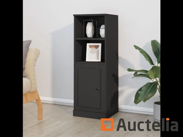 Zwart hoog dressoir 36x35,5x103,5 cm bewerkt hout - afbeelding 1 van  3