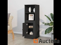 Zwart hoog dressoir 36x35,5x103,5 cm bewerkt hout - afbeelding 2 van  3
