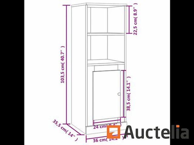 Zwart hoog dressoir 36x35,5x103,5 cm bewerkt hout - afbeelding 3 van  3