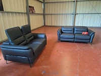 Zwart ledern salon - afbeelding 2 van  4