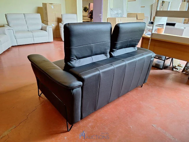 Zwart ledern salon - afbeelding 3 van  4