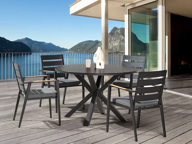 Zwarte aluminium tuintafel? 120 cm - afbeelding 1 van  7