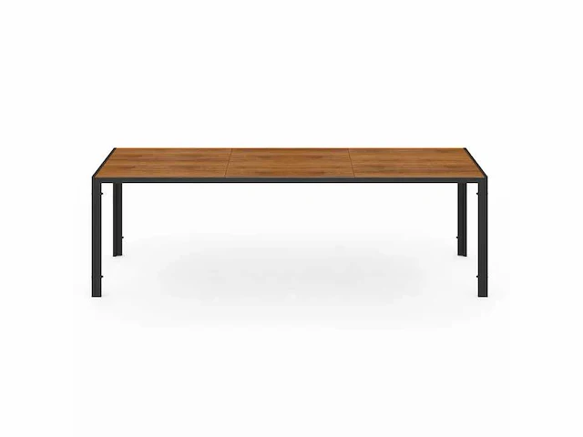 Zwarte en houten tuinmeubelen - tafel 240 cm met 10 stapelbare stoelen - afbeelding 4 van  7