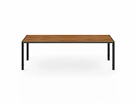 Zwarte en houten tuinmeubelen - tafel 240 cm met 10 stapelbare stoelen - afbeelding 4 van  7