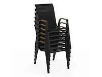 Zwarte en houten tuinmeubelen - tafel 240 cm met 10 stapelbare stoelen - afbeelding 5 van  7
