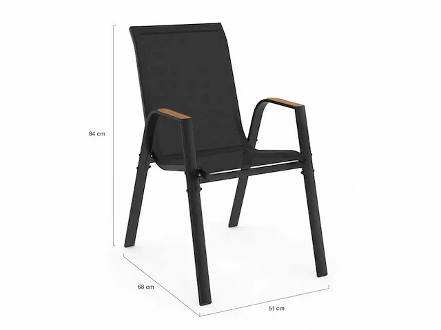 Zwarte en houten tuinmeubelen - tafel 240 cm met 10 stapelbare stoelen - afbeelding 7 van  7