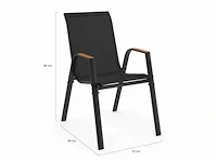 Zwarte en houten tuinmeubelen - tafel 240 cm met 10 stapelbare stoelen - afbeelding 7 van  7