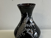 Zwarte japanse vaas met afbeelding "pauw" - afbeelding 1 van  4