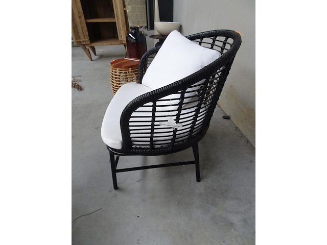 Zwarte rotan zetel / stoel - afbeelding 2 van  3