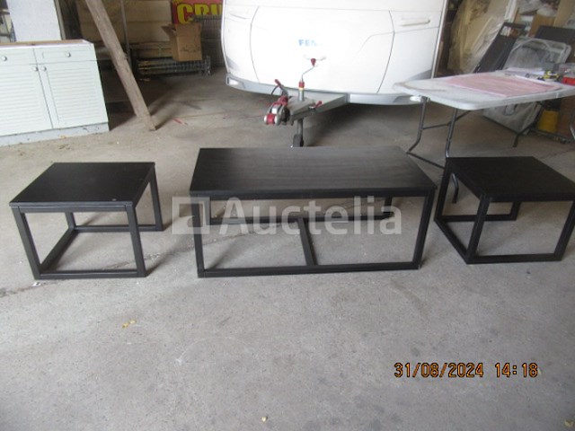 Zwarte tafel met 2 kleine tafelverlengingen - afbeelding 2 van  4