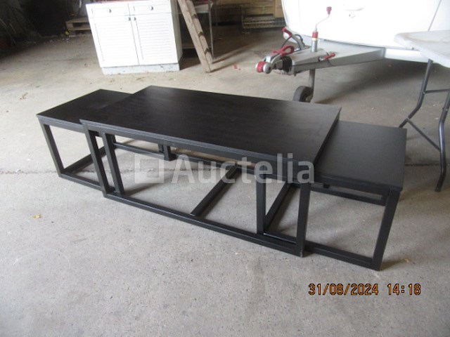 Zwarte tafel met 2 kleine tafelverlengingen - afbeelding 4 van  4