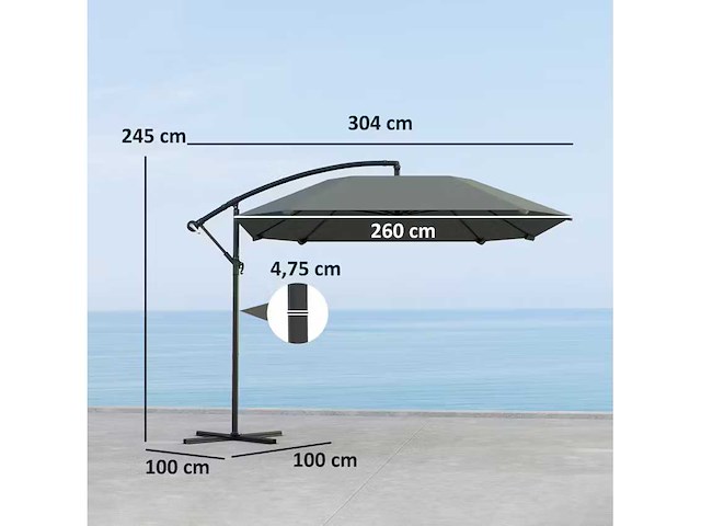 Zweefparasol - grijs - afbeelding 7 van  7