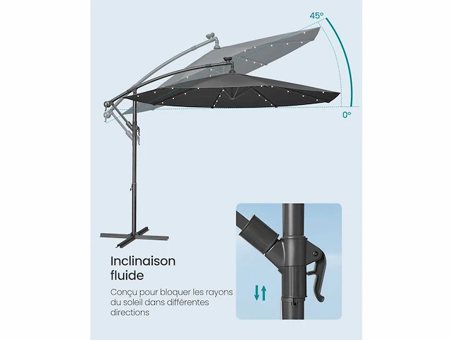 Zweefparasol - led - grijs - afbeelding 5 van  7