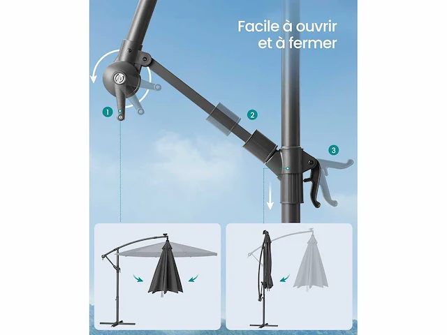 Zweefparasol - led - grijs - afbeelding 6 van  7