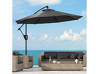 Zweefparasol, incl. kruisvoet, 293 x 293 x 260 cm, grijs - afbeelding 2 van  7