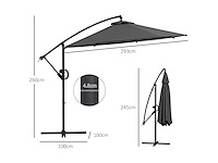 Zweefparasol, incl. kruisvoet, 293 x 293 x 260 cm, grijs - afbeelding 4 van  7