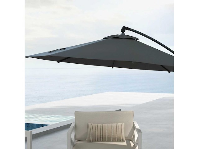 Zweefparasol, incl. kruisvoet, 293 x 293 x 260 cm, grijs - afbeelding 5 van  7