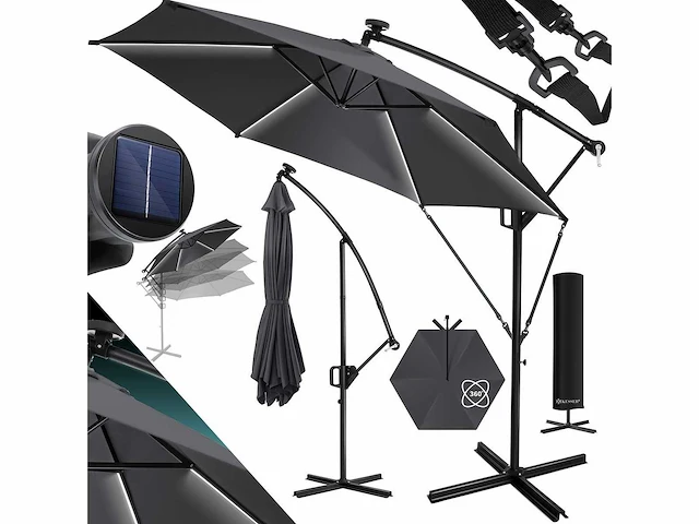 Zweefparasol met led en voet 300 cm x 300 cm - afbeelding 1 van  8