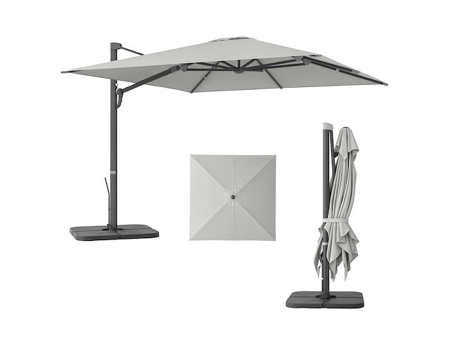Zweefparasol met slinger en kruisvoet, gemaakt van polyester, aluminium en metaal - afbeelding 2 van  5