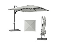 Zweefparasol met slinger en kruisvoet, gemaakt van polyester, aluminium en metaal - afbeelding 2 van  5