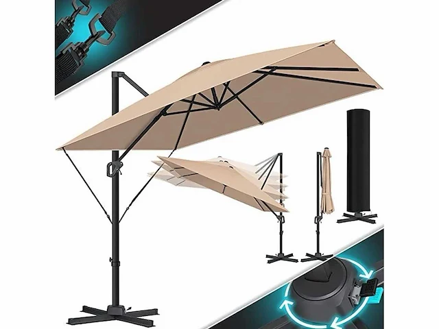 Zweefparasol xl 300 x 300 cm incl. draaibare tuinparasol - afbeelding 1 van  7