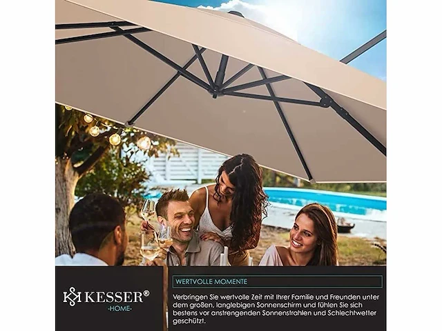 Zweefparasol xl 300 x 300 cm incl. draaibare tuinparasol - afbeelding 4 van  7