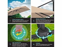 Zweefparasol xl 300 x 300 cm incl. draaibare tuinparasol - afbeelding 6 van  7