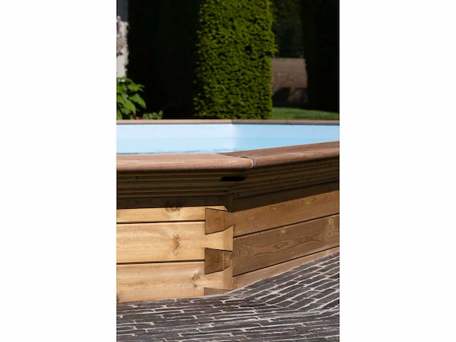 Zwembad oblong 460 x 810*133 cm met exotische afdekrand - afbeelding 3 van  5