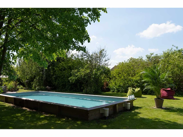 Zwembad quartoo 390 x 820*146 cm met exotische afdekrand - afbeelding 3 van  6