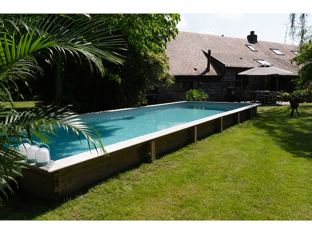 Zwembad quartoo 390 x 820*146 cm met exotische afdekrand - afbeelding 4 van  6