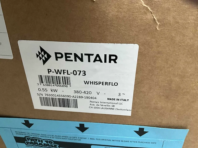 Zwembadpomp pentair type p-wfl-073 - afbeelding 1 van  4