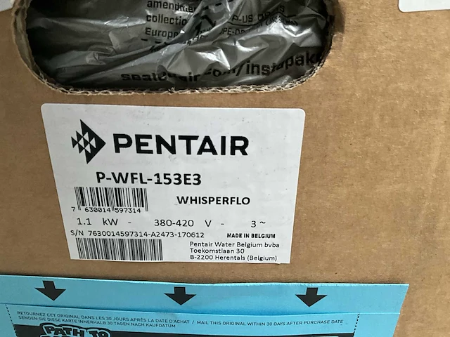 Zwembadpomp pentair type p-wfl-153e3 - afbeelding 1 van  5