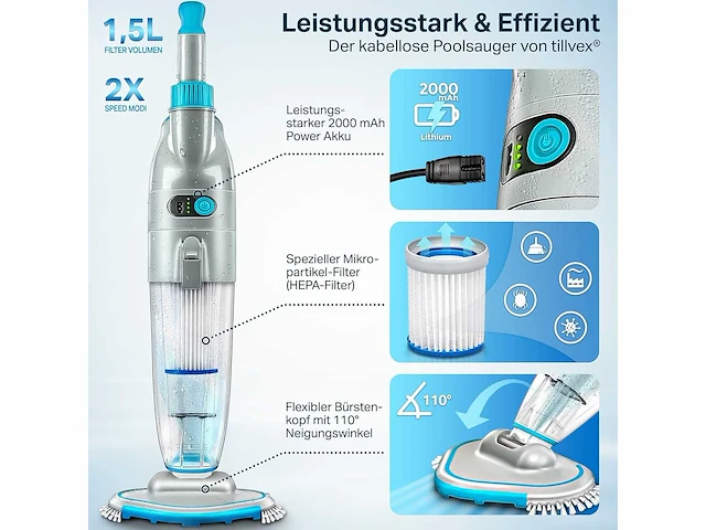 Zwembadstofzuiger met batterij - afbeelding 2 van  8