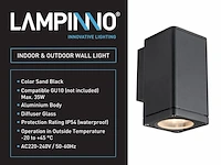 [00700] rectangular wall light gu10 socket sand black waterproof - afbeelding 5 van  6